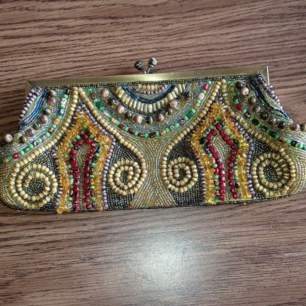 Mariell Vintage Rare Glass beaded, handbeaded clutch